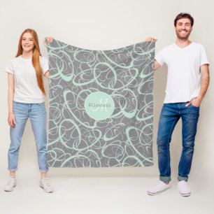 Manta Polar bucles de funky gris de menta personalizados