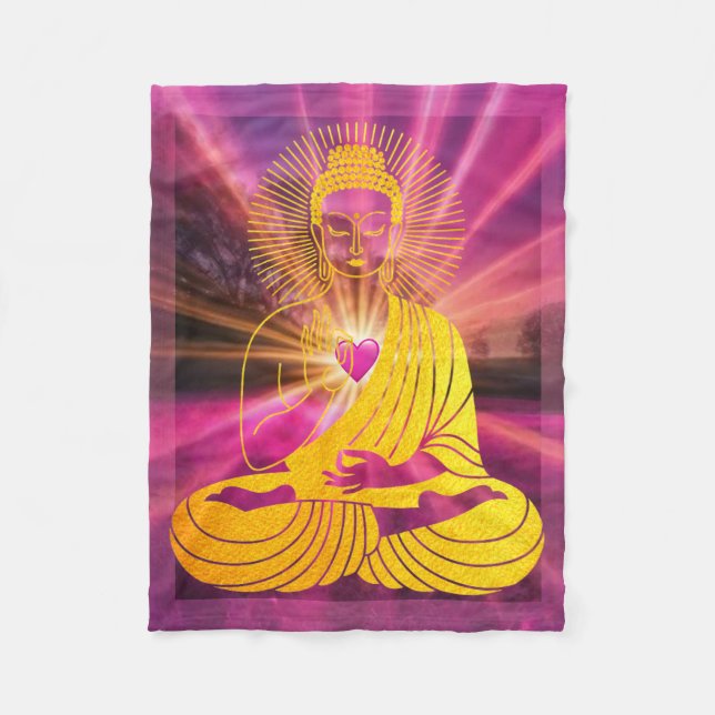 Manta Polar BuddhaTodayV4 #1 Cozy Buda Fleece Blanket (Anverso)