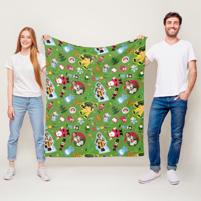 Manta Polar Buddy the Elf and Navidades Icons Pattern (In situ)