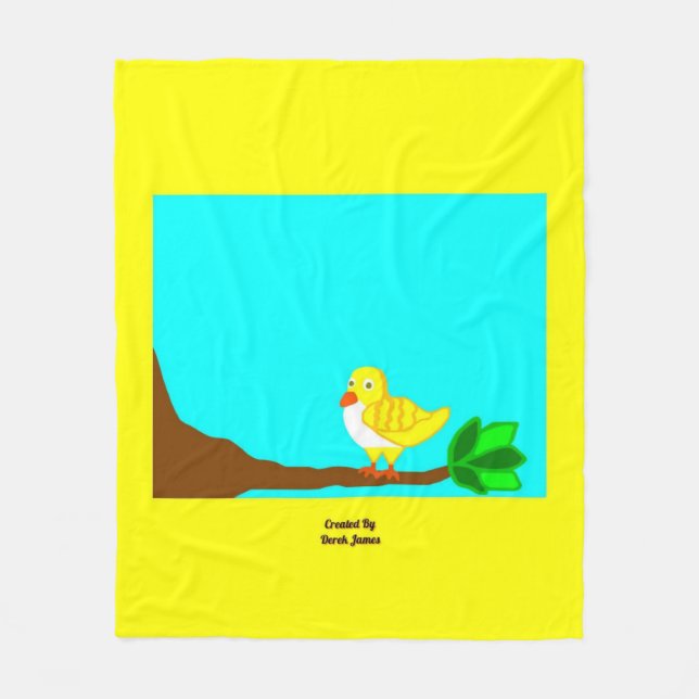 Manta Polar Buen día, funda de papel de pájaro amarillo medio (Anverso)