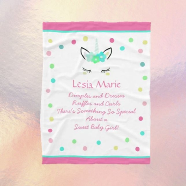 Manta Polar ¡Buen Unicornio! Personalizado Baby Girl Fleece Bl (Subido por el creador)