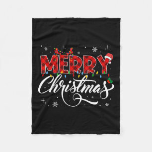 Manta Polar Búfalo navideño vestido rojo Santa Hat Xmas P