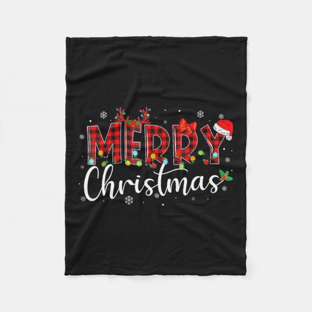 Manta Polar Búfalo navideño vestido rojo Santa Hat Xmas P (Anverso)