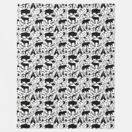 Manta Polar Búfalo Tepee Bear Deer Flores Fox y Tomahawks