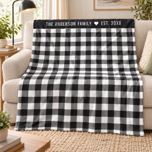 Manta Polar Bufanda de cuadros negros y blancos personalizada