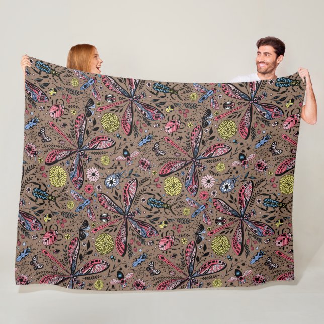 Manta Polar Bugs de garabatos en mocha marrón (In situ)