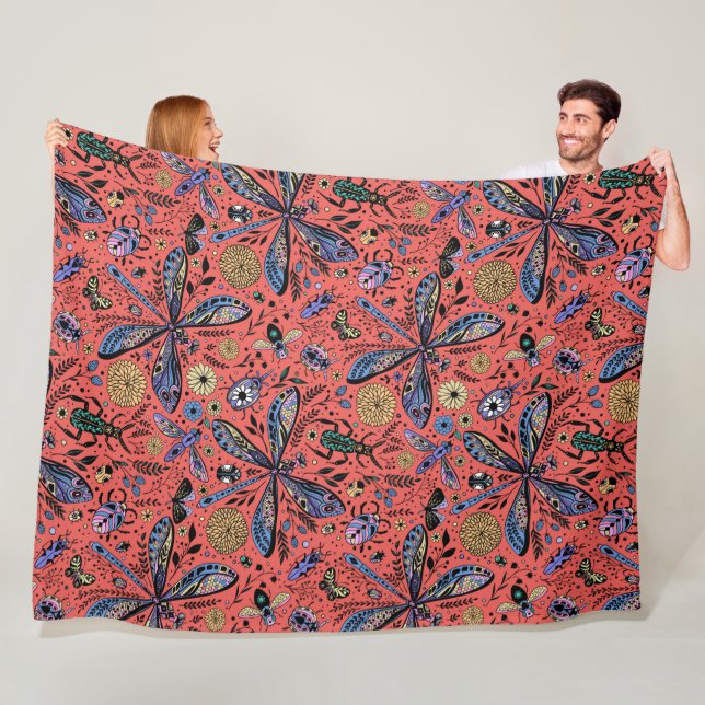 Manta Polar Bugs de garabatos en rojo coral (In situ)