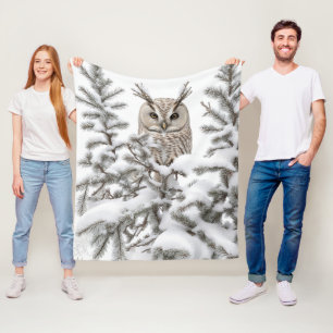 Manta Polar Búho en Nieve