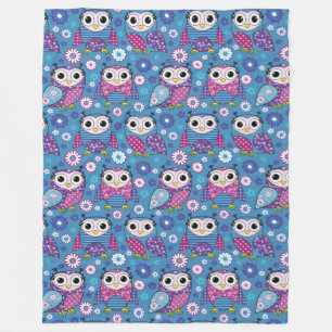 Manta Polar Búhos y Flores Lindos