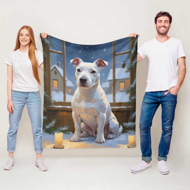 Manta Polar Bull Terrier con Luces de Navidad Fiesta (In situ)