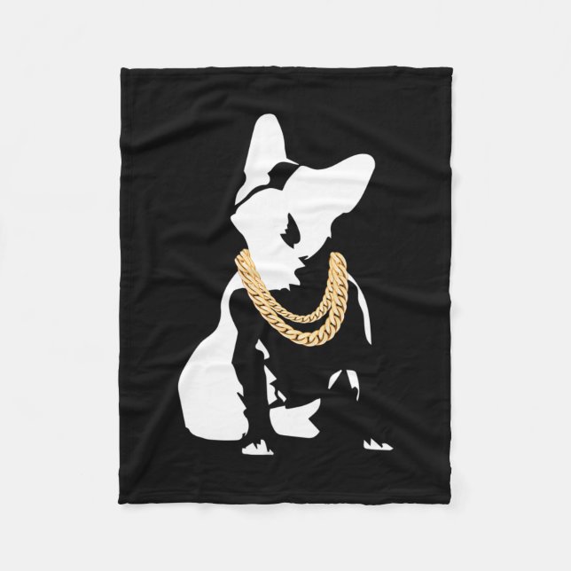 Manta Polar Bulldog con collar de oro (Anverso)