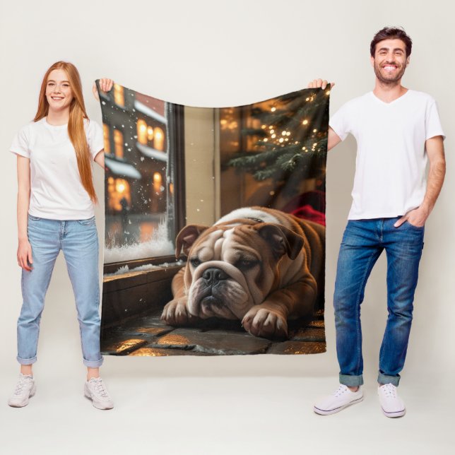 Manta Polar Bulldog con Luces de Navidad Fiesta (In situ)
