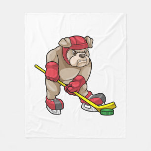 Manta Polar Bulldog en hockey sobre hielo con bastón de hockey