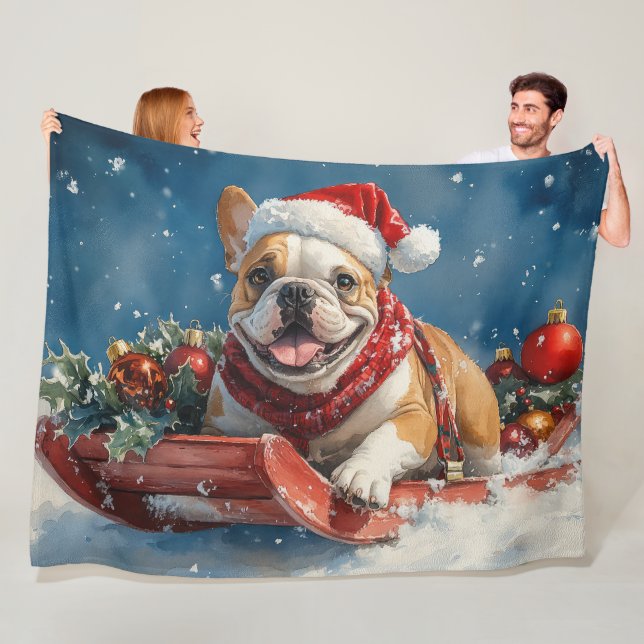 Manta Polar Bulldog en Sledge Let it Snow Navidades (In situ)