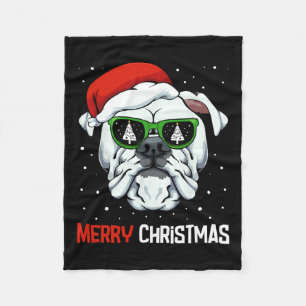 Manta Polar Bulldog Feliz Navidad Pajama Cute Perro Santa Somb