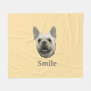 Manta Polar Bulldog Francés Beige Sonriente