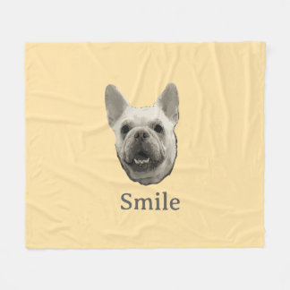 Manta Polar Bulldog Francés Beige Sonriente