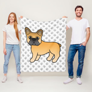 Manta Polar Bulldog Francés Cartoon Adorable Perro Ciervo