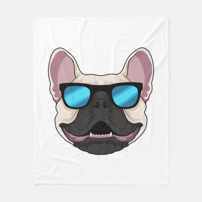 Manta Polar Bulldog francés con gafas de sol (Anverso)