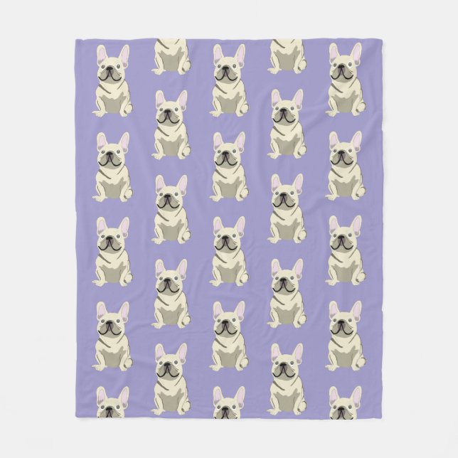 Manta Polar Bulldog Francés Crema (Anverso)