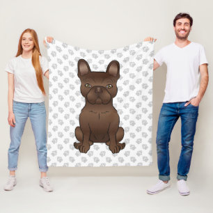 Manta Polar Bulldog Francés de Chocolate / Perro y patas de Fr
