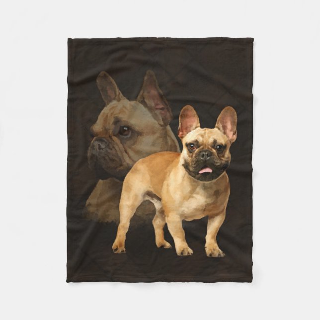 Manta Polar Bulldog francés - Frenchie - tela escocesa de (Anverso)