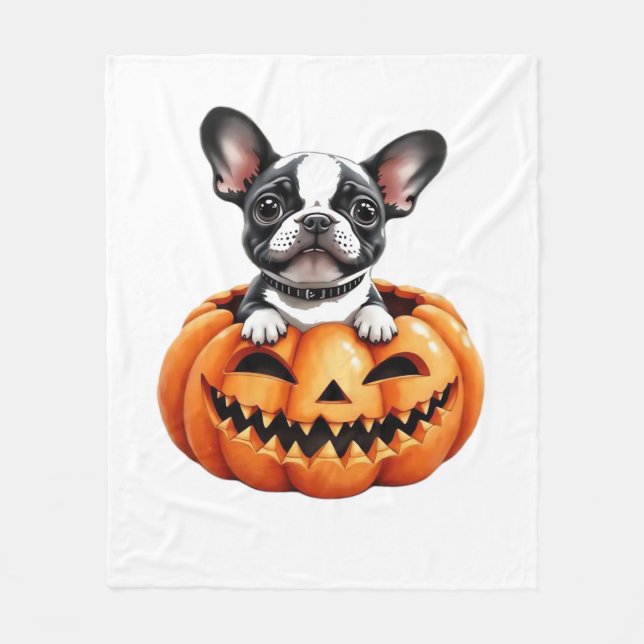 Manta Polar Bulldog francés Happy Halloween calabaza Classic T (Anverso)