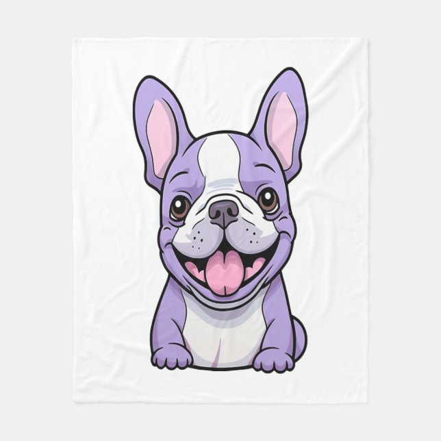 Manta Polar Bulldog francés Lilac (Anverso)