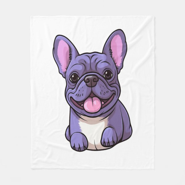 Manta Polar Bulldog francés Lilac (Anverso)