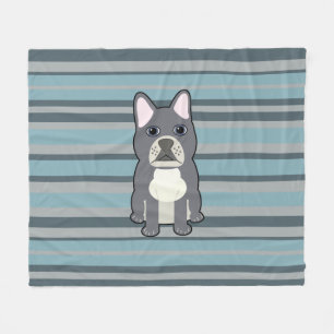Manta Polar Bulldog Francés Lindo Rayas Azules
