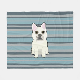 Manta Polar Bulldog Francés Lindo Rayas Azules