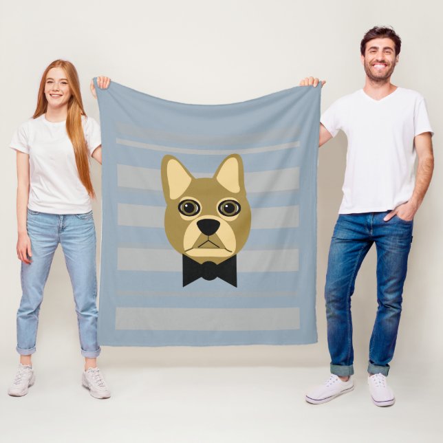 Manta Polar Bulldog francés marrón, rayas (In situ)