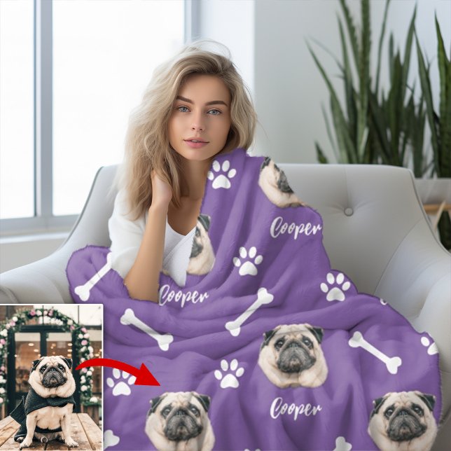 Manta Polar Bulldog francés, Mascota morado personalizado (Subido por el creador)