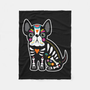Manta Polar Bulldog Francés Mexicano Calavero Día De Halloween