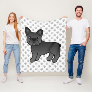 Manta Polar Bulldog Francés Negro Perro de Dibujos Animados Li