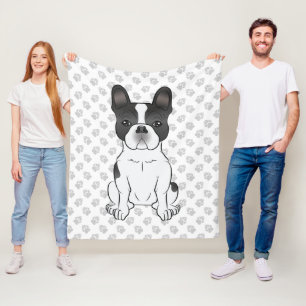 Manta Polar Bulldog Francés Piebald Negro / Perro y patas Fren