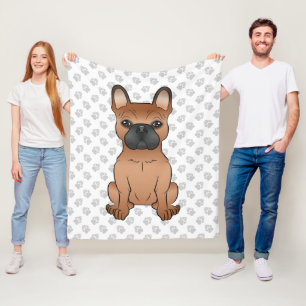 Manta Polar Bulldog Francés Rojo / Frenchie Perro de Dibujos A