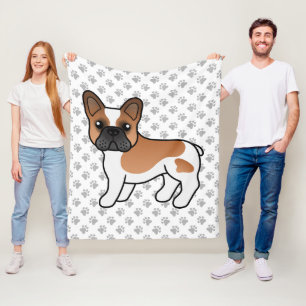Manta Polar Bulldog Francés Rojo y Blanco Perro de Dibujos Ani