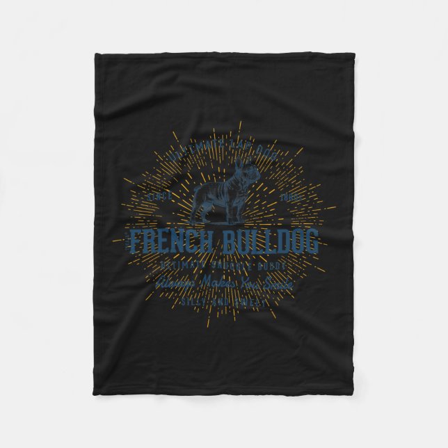 Manta Polar Bulldog francés Vintage (Anverso)