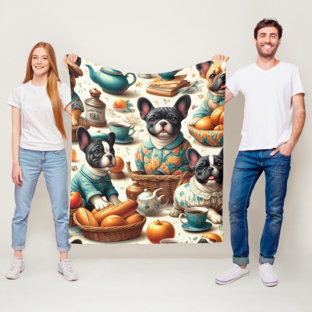 Manta Polar Bulldog francés vintage sin problemas (In situ)