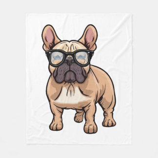 Manta Polar Bulldog francés vistiendo gafas