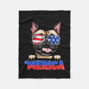 Manta Polar Bulldog Frenchie Merica Usa Sungles 4 De Julio