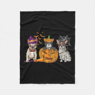 Manta Polar Bulldog Halloween Bruja Mami Calabaza Diversión Pe