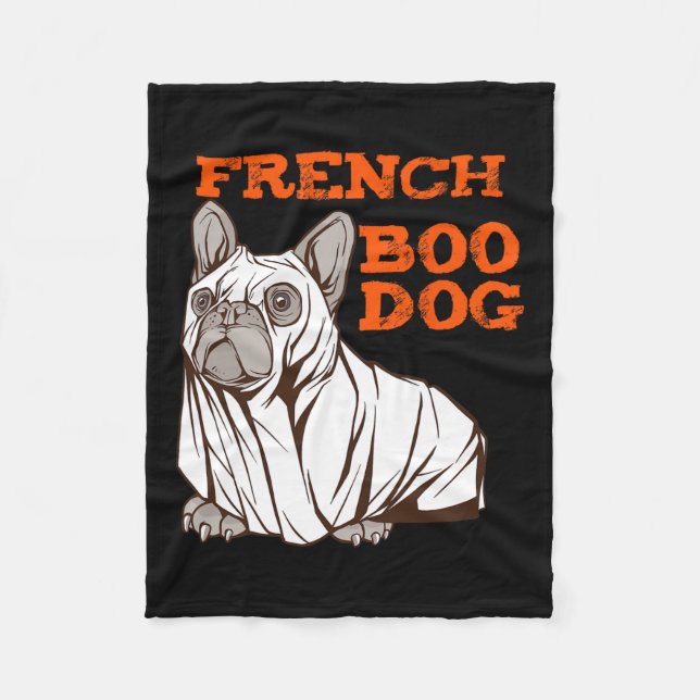 Manta Polar Bulldog Halloween Diversión Halloween Disstume Boo (Anverso)