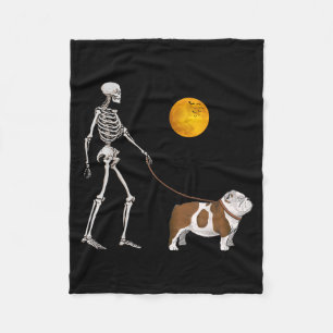 Manta Polar Bulldog Inglés Esqueleto Perro Caminando Halloween