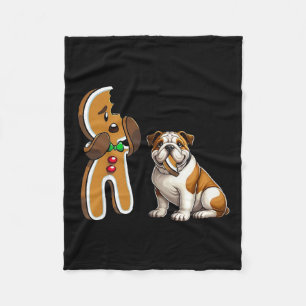 Manta Polar Bulldog inglés gracioso perro mordiendo pan de jen