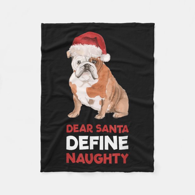 Manta Polar Bulldog inglés Navidades Camisa Querido Santa Defi (Anverso)