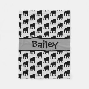 Manta Polar Bulldog personalizado Perro Silhouette