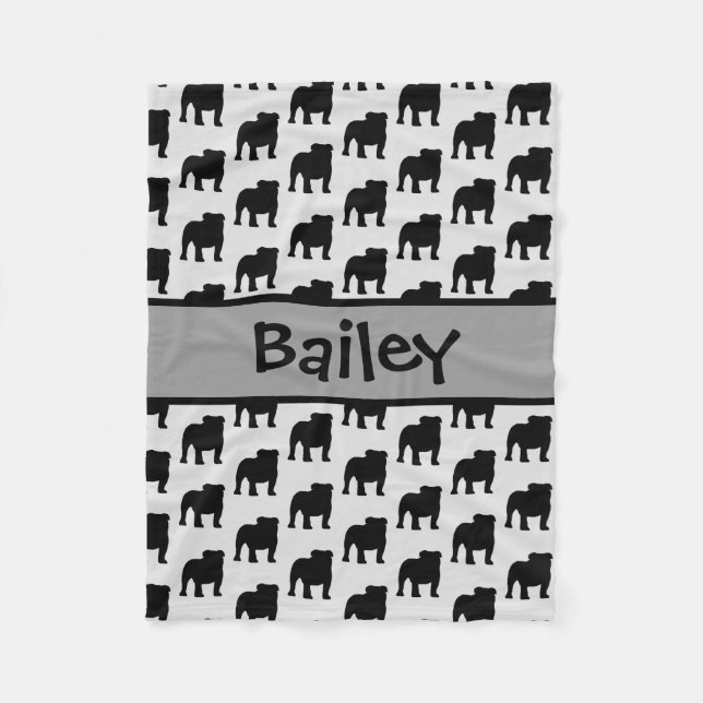 Manta Polar Bulldog personalizado Perro Silhouette (Anverso)