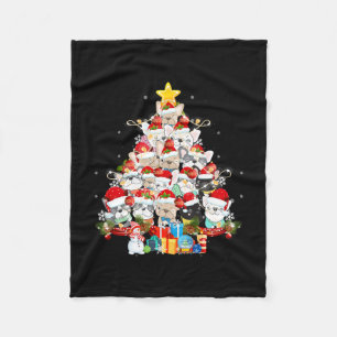 Manta Polar Bulldog Santa Claus Navidad Árbol iluminado Feliz 